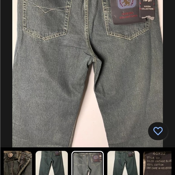 Karizma Collections  Men's Jeans Size 40/32 Vintage Blue Wash - Picture 12 of 16